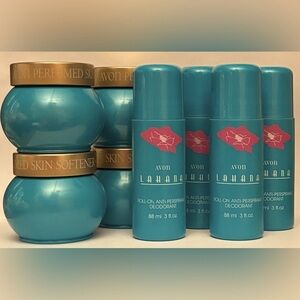 Avon Lahana four(4) perfumed skin softeners + four (4) large roll-on deodorants